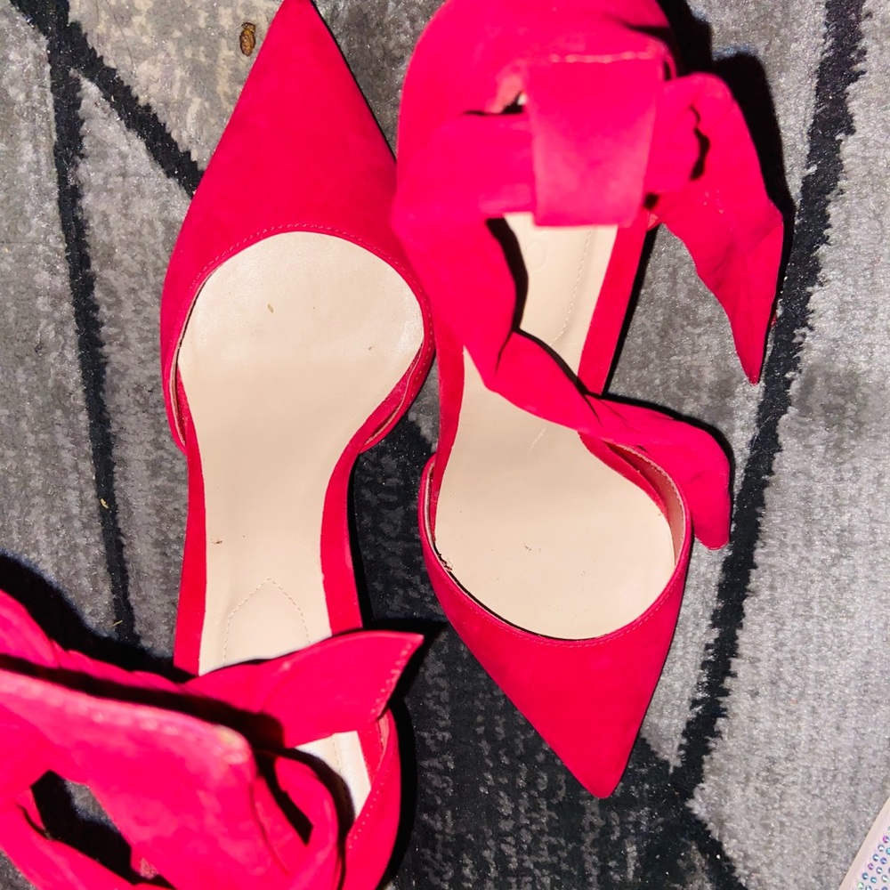 Also red velvet heels tie ankle detail